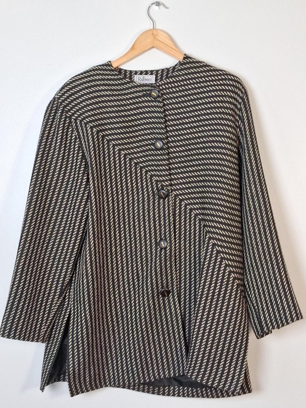 Vintage Raffinati 80s wool skirt suit, black and white (size 14)